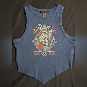 Forever 21 Blue Rolling Thunder Tank Top